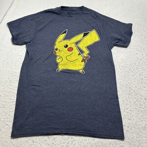 Pokemon Men's Medium Pikachu Short Sleeve Navy Blue Crewneck Graphic T Shirt